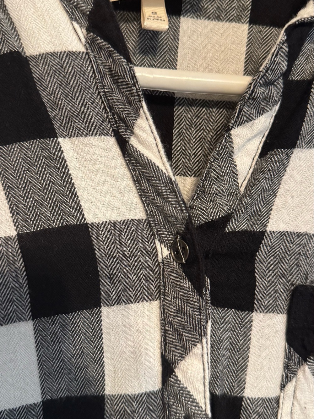 Women’s Black and White Buffalo Plaid Button-Down Shirt - Picture 4 of 7